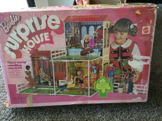 Mattel Barbie Surprise House With Furniture In Good