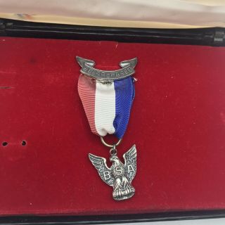 Vintage Sterling Silver Boy Scout Be Prepared Eagle Scout Award Ribbon