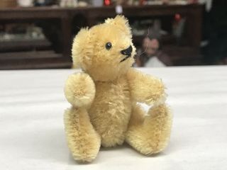 Vintage Antique Miniature Blonde Jointed Mohair Teddy Bear 3 - 3/4” Steiff?