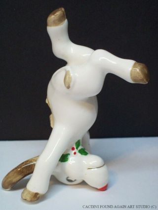 Vintage Fitz & Floyd Tumbling Christmas Reindeer Ceramic Figurine Japan Labels B