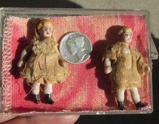Two Tiny Antique Porcelain Dolls With Clothes