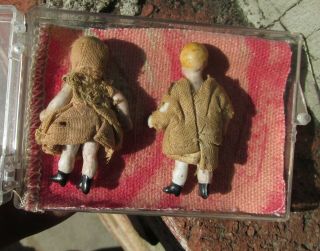 TWO TINY ANTIQUE PORCELAIN DOLLS WITH CLOTHES 2