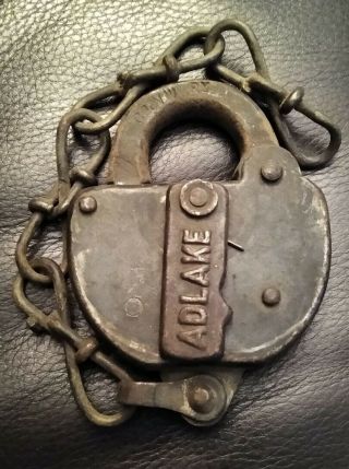 Vintage Obsolete Adlake Railroad Yard Lock C&nw Ry No Key Made In Usa With Chain