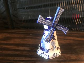 Delftware Blue And White Hand Painted Windmill Vintage Cl8 - 36