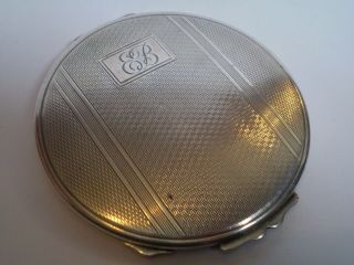 Vintage Solid Silver Art Deco Style Powder Compact