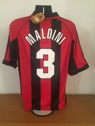 Ac Milan Home Shirt 1998/00 Maldini 3 Large Vintage Rare