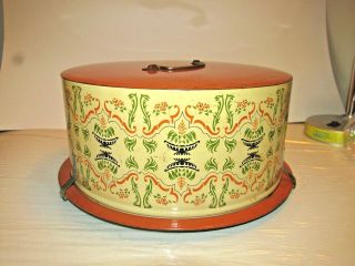 Vintage Kitchen Decoware Cake Carrier Made In The Usa Vg Metal Art Deco