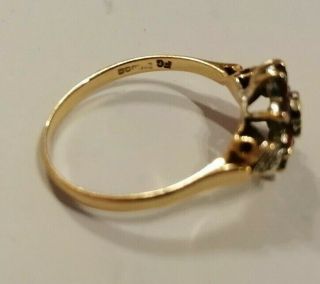 Vintage 9k gold,  diamond and ruby ring size T/U 2.  4 gms 3