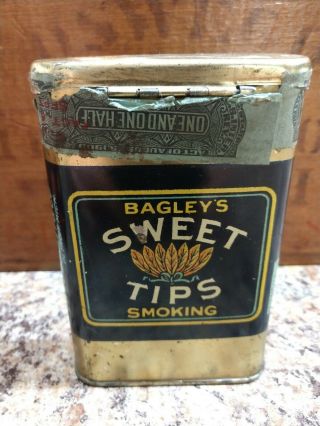 Vintage BAGLEY ' S SWEET TIPS Vertical Pocket Tin 2