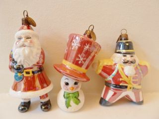 3 Vintage Christopher Radko Holiday Celebrations Snowman - Santa - Nutcracker