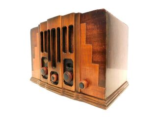 VINTAGE 1930s RCA VICTOR NEAR UNIQUE ART DECO SKYSCRAPER ANTIQUE TUBE RADIO 2