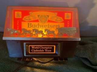 Vintage Budweiser Beer World Champion Clydesdale Team Counter Top Lighted Sign