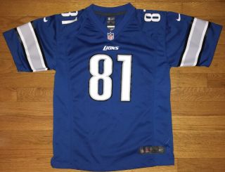 Nike On Field Detroit Lions Calvin Johnson Jersey Youth Large Nfl Blue