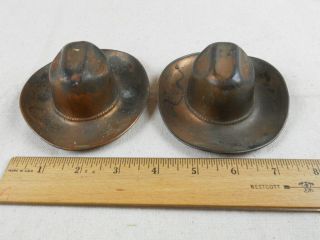 Set Of 2 - Copper Cowboy Hat Ashtrays - Occupied Japan - 1950 - 4.  5 " X 4 "