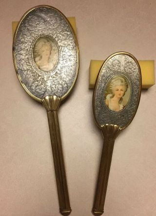 Vintage Vanity Set Victorian Woman - Dresser Or Vanity Mirror And Brush Set