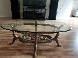 Glass Coffee Table With Antique Bottom Shelf