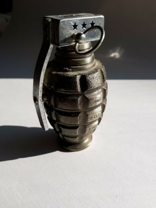 Hand Grenade Table Lighter Vintage Combat P.  G.  L.  Novelty Made In Japan Gd Cond.