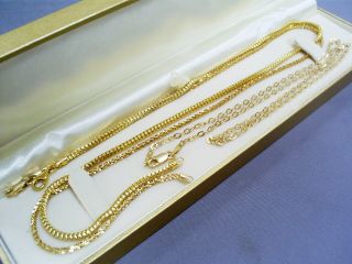 3x Vintage Italian Veronese Sterling Silver Gilt Necklaces/box/sparkly & Chain