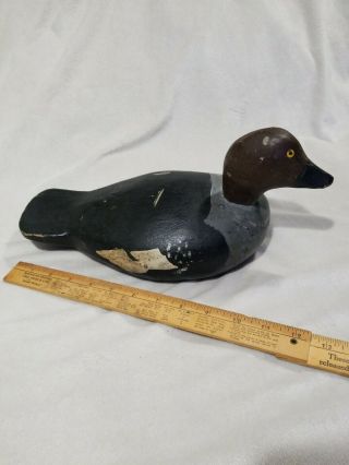 Antique Hand Made Wood Mallard Duck Decoy 11 " B.  H Engraved