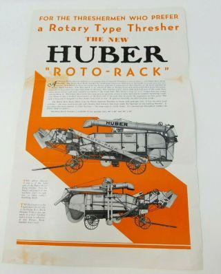 Vintage Huber Roto Rack Thresher Advertisement Mailer Flyer 1920 