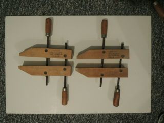 2 Vintage Adjustable Jorgensen Wood Clamps - 12 " Long Wooden Screw