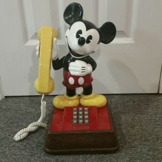 Vintage 1970s Mickey Mouse Phone Disney Push Button Character Telephone