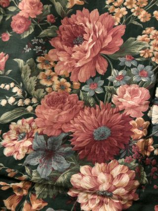 Two (2) Vintage Croscill Granada Standard Pillow Shams Dark Green Mauve Floral