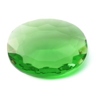 Large Czech Vintage 40x30mm Oval Faceted Green Glass Rhinestone