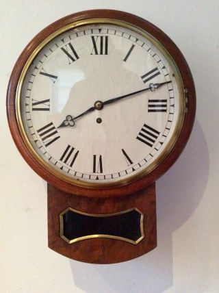 Large Victorian Walnut Drop Dial Fusee Wall Clock Railway Station School House