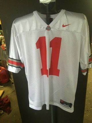 Team Nike Ohio State Buckeyes Football White Mesh Jersey 11 Adult Size L