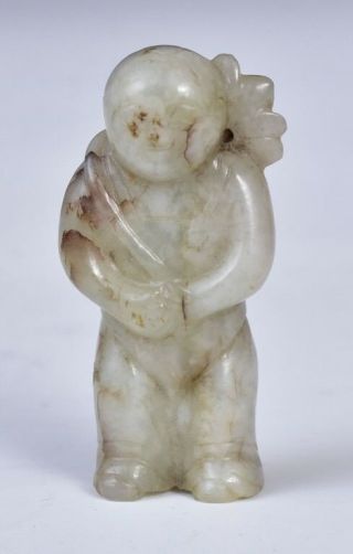 A Fine Carved Chinese Qing Dynasty Jade Figure.