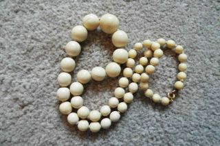Antique/vintage Chinese Bovine Bone Graduated Beads Necklace 20 "
