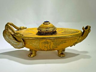 Antique French Porcelain And Gilt Bronze Sevres Style Napoleon N Inkwell