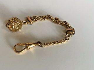 Vintage Pocket Watch Fob Chain With Ornate Ball Fob