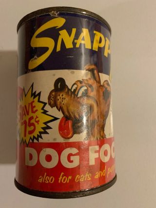 Vintage 1950s Snappy Dog Food Tin Can Paper Label Empty