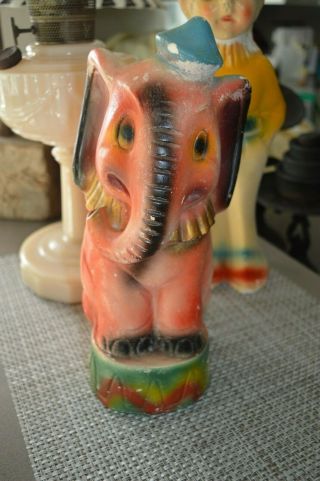 Vintage Carnival Prize Chalkware Bank Figurine Tall Elephant On Drum