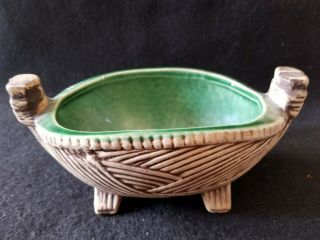 Vintage 1959 Mccoy Usa Art Pottery Bamboo Basket Planter