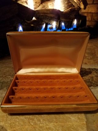 Vintage Mele Gold Velvet Jewelry Box Earring Travel Case 7 " X 4 1/4 "
