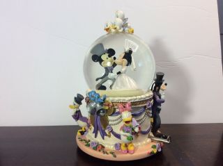 Vintage Disney Musical Snow Globe " Wedding March " With Mickey And Minnie,