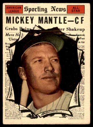 1961 Topps 578 Mickey Mantle Yankees All Star Vg,