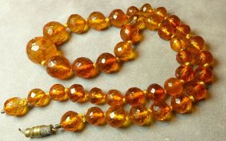 Vintage Honey Cognac Baltic Amber Beads Necklace 20.  8g