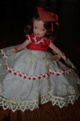 Vtg Bisque Jointed Leg Pudgy Nancy Ann Storybook Doll 157 Queen Of Hearts Tag