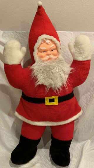 Vtg Rubber Plastic Face Rushton Santa Claus Plush 48” Ace Novelty Giant Jumbo