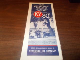 1939 Standard Oil Mississippi/arkansas/louisiana Vintage Road Map