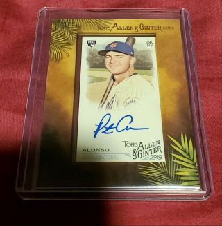 2019 Pete Alonso Topps Allen & Ginter Framed Mini Rookie Rc Card Auto Mets