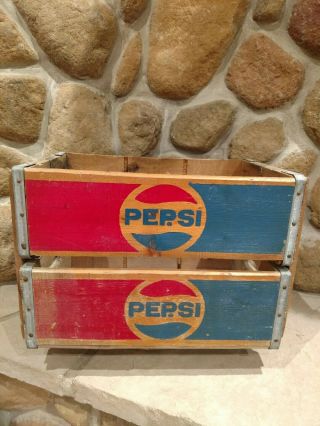 Vintage Large Pepsi Wooden Bottle Soda Crate Box