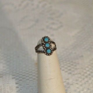 Vintage Handmade Sterling Silver And Turquoise Ring Size 3