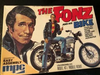 Vintage 1976 The Fonz And His Bike Model Kit Mpc Complete But