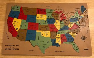 Vintage Sifo Commercial Map Of The United States Wood Jigsaw Puzzle,  Complete