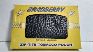 Vintage Bradberry Black Leather Zip - Tite Tobacco Pouch Nos
